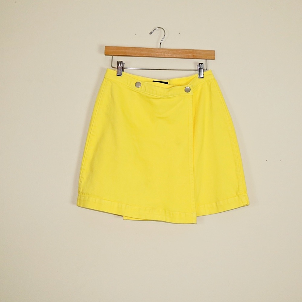 J.Crew Yellow Garment-dyed Japanese Denim Wrap Mini Skirt - Picture 3 of 7